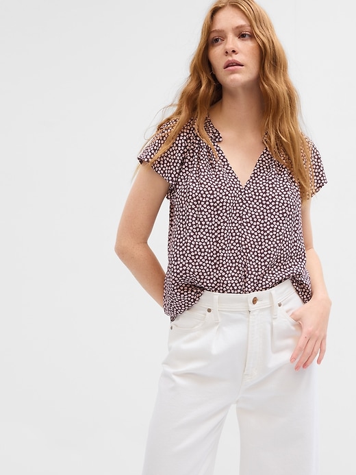 Image number 1 showing, Relaxed Print Splitneck Top