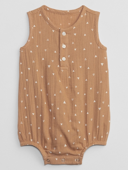 View large product image 1 of 1. Baby Gauze Henley Romper