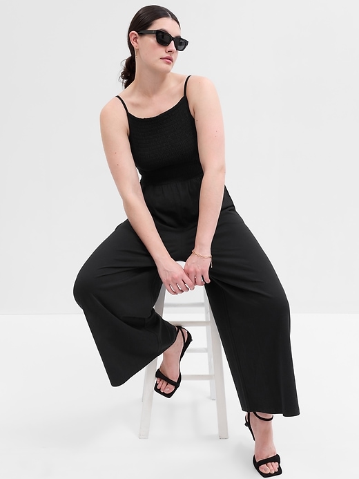 Image number 4 showing, Smocked Wide-Leg Cami Jumpsuit