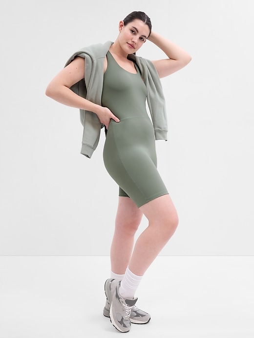 Gap Factory Women's GapFit Studio Fitted Short Bodysuit (Sage Green) 