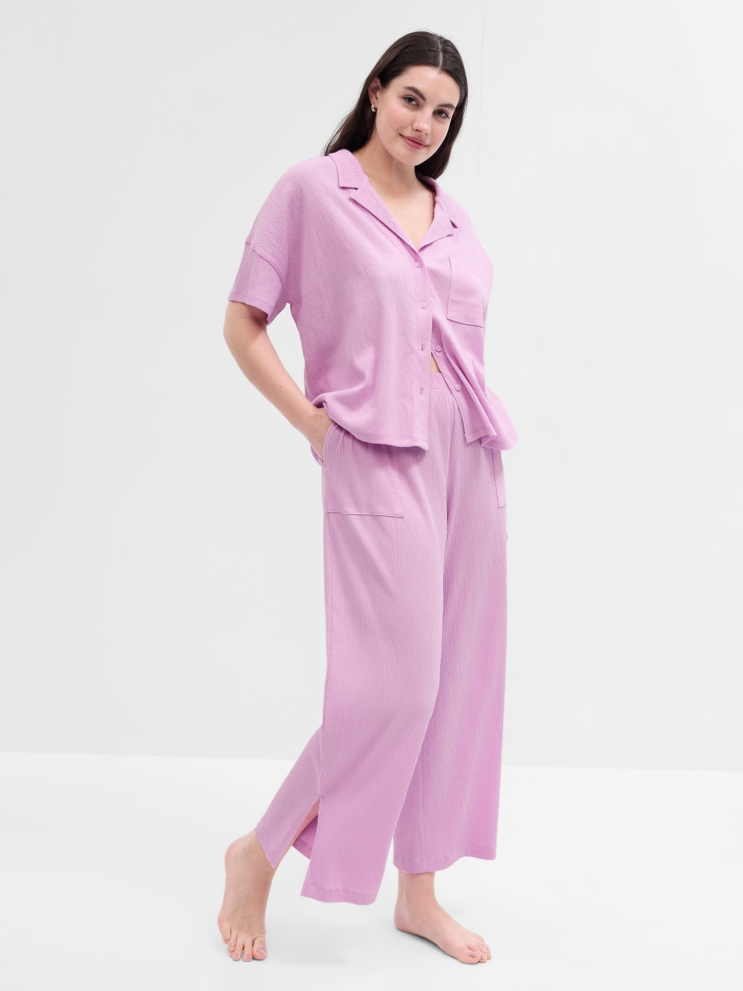 Relaxed Crinkle Cotton PJ Pants