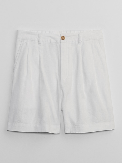 Image number 5 showing, 5" High Rise Pleated Linen Shorts