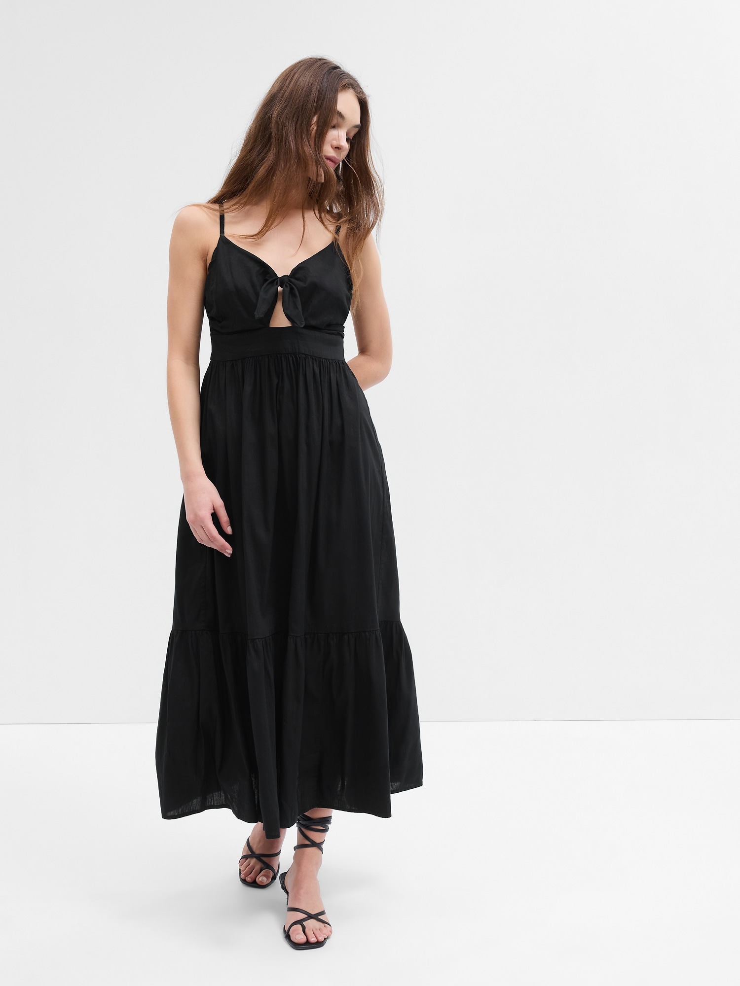 Tie-Front Tiered Maxi Dress