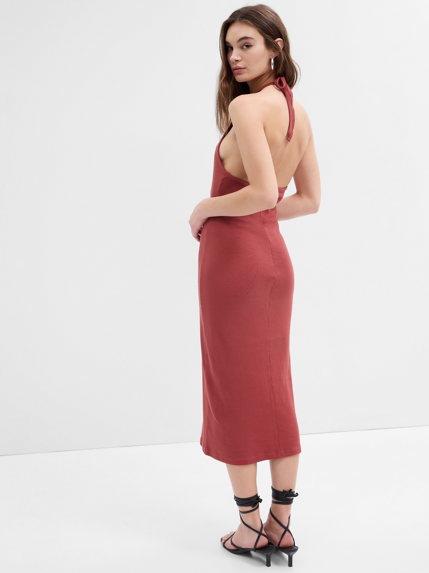 halter neck midi dress