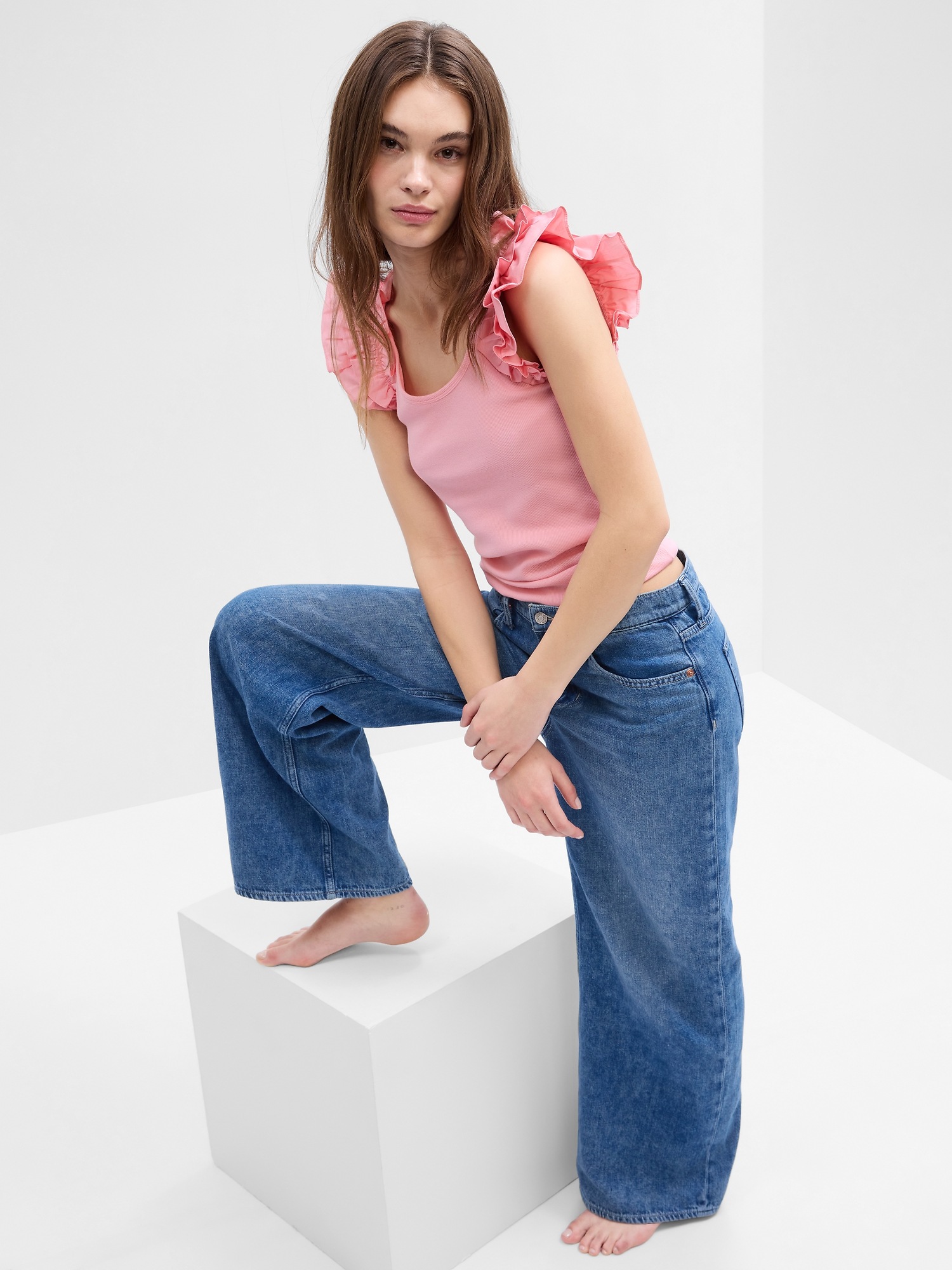 Ribbed Ruffle Top