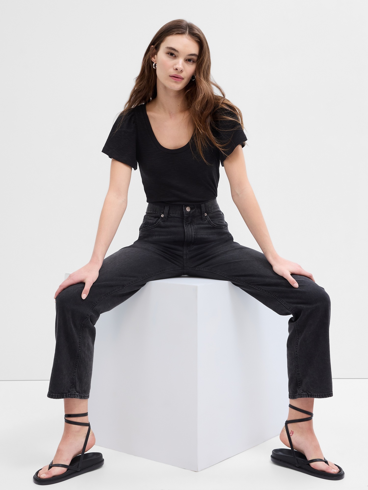 Scoopneck Flutter Sleeve Top