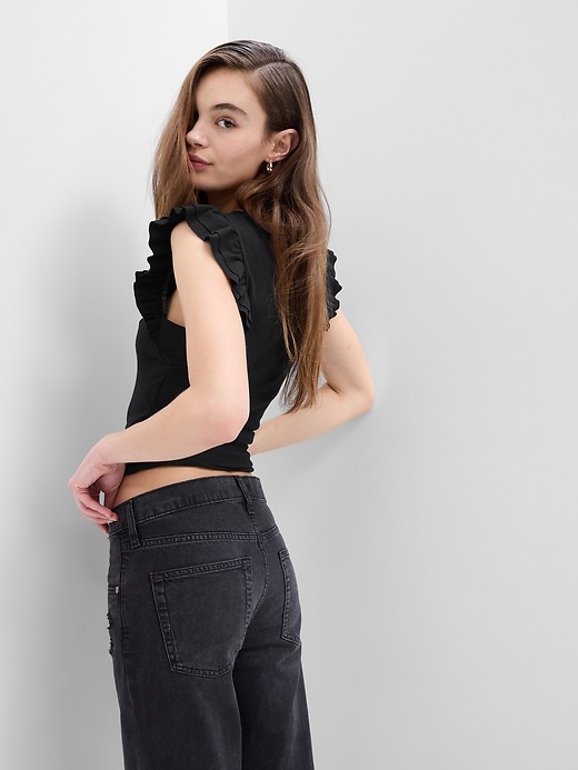 Image number 3 showing, Ribbed Flutter Sleeve Top