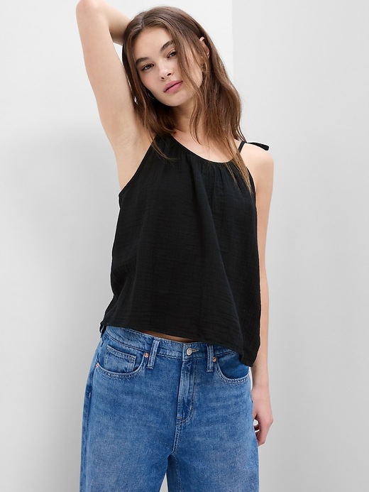 Image number 7 showing, Relaxed Gauze Scoopneck Cami