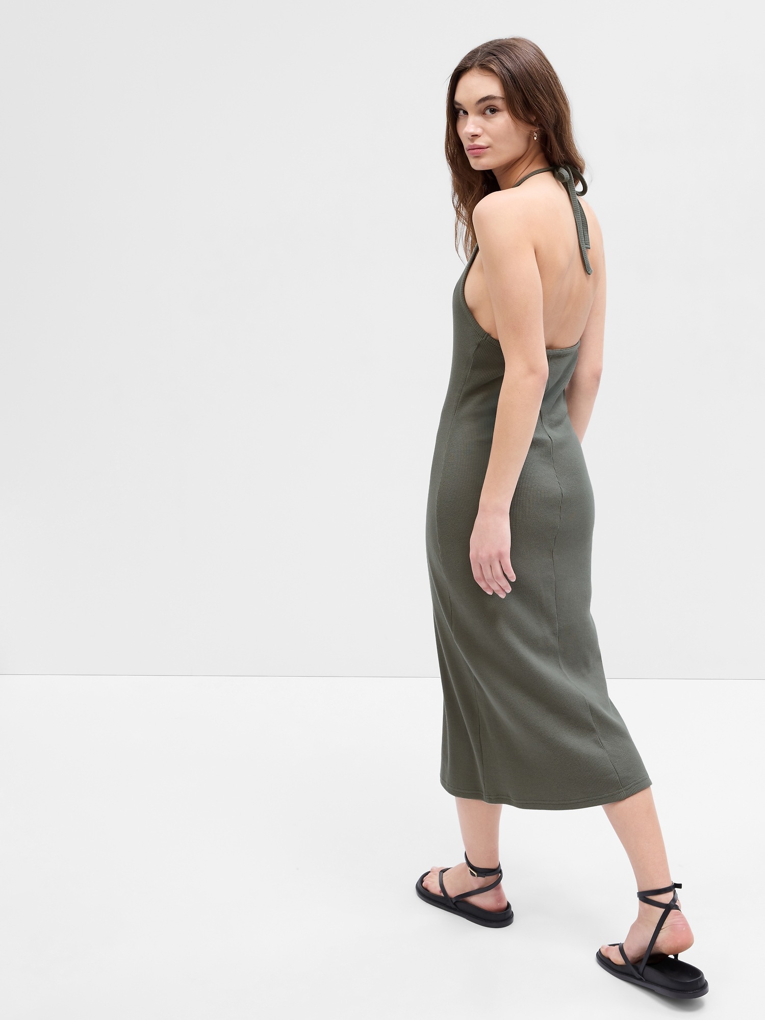 halter neck midi dress