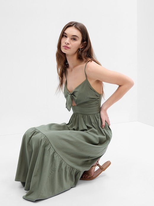 Image number 1 showing, Tie-Front Tiered Maxi Dress