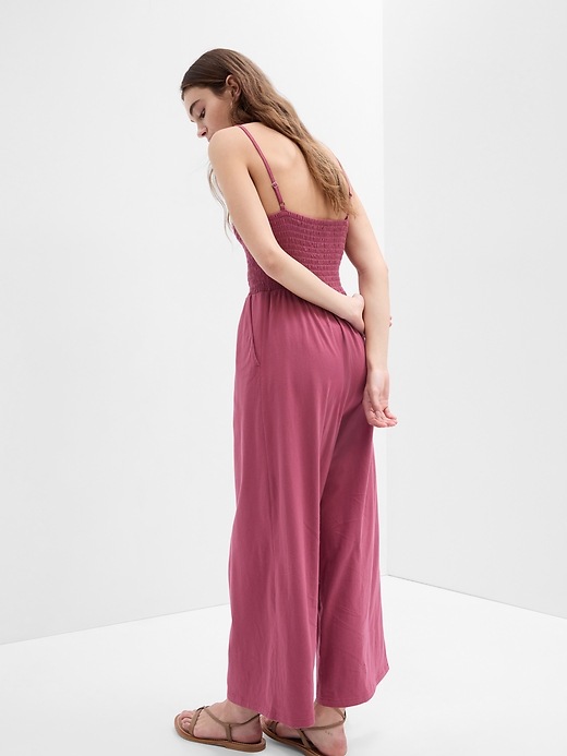 Image number 2 showing, Smocked Wide-Leg Cami Jumpsuit