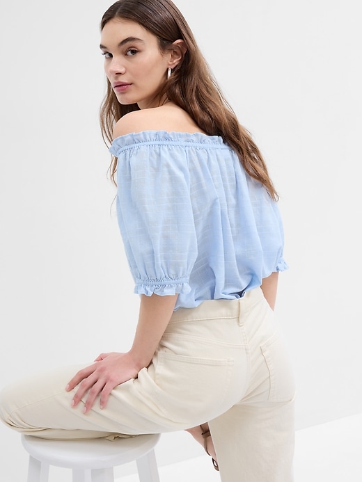 Image number 3 showing, Relaxed Boatneck Puff Sleeve Top