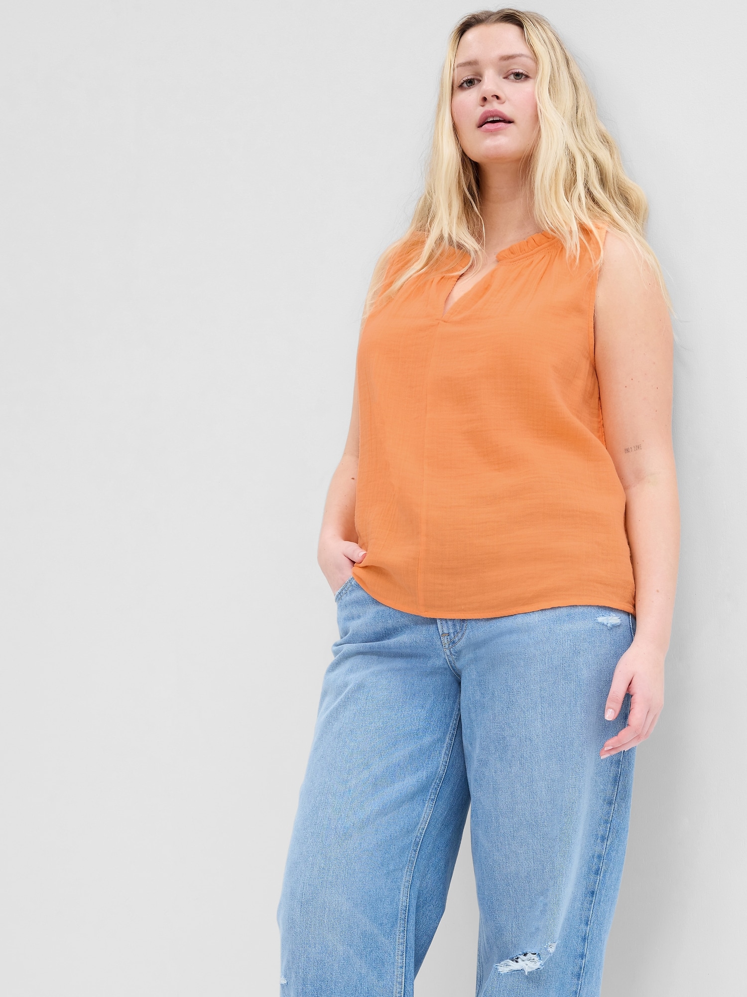 Splitneck Ruffle Top