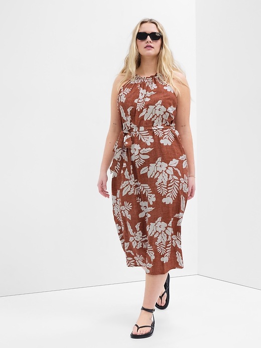 Image number 3 showing, Relaxed Print Halter Midi Dress