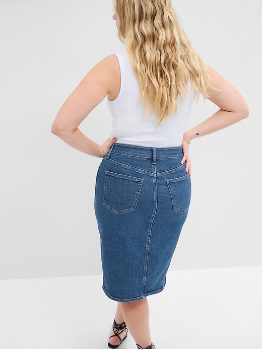 Image number 4 showing, Denim Midi Pencil Skirt with Washwell