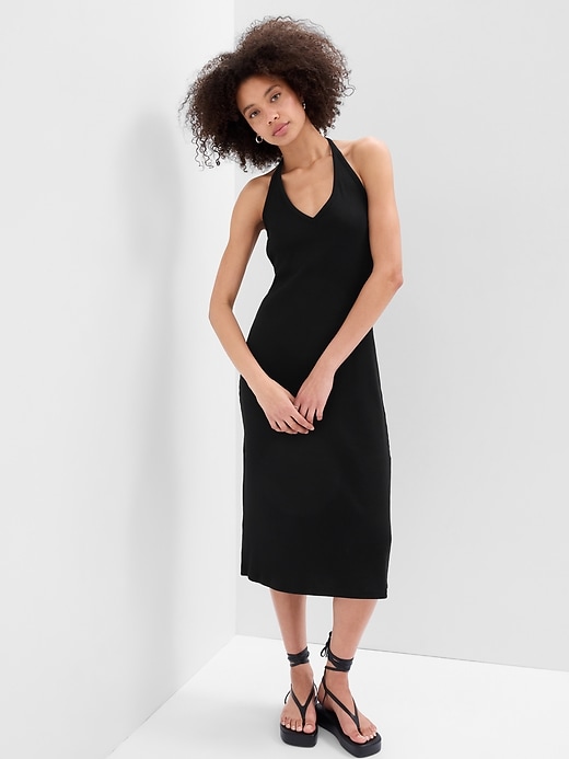 Image number 1 showing, Ribbed Halter Midi Dress