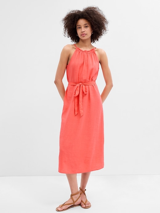 View large product image 1 of 2. Relaxed Linen Halter Midi Dress
