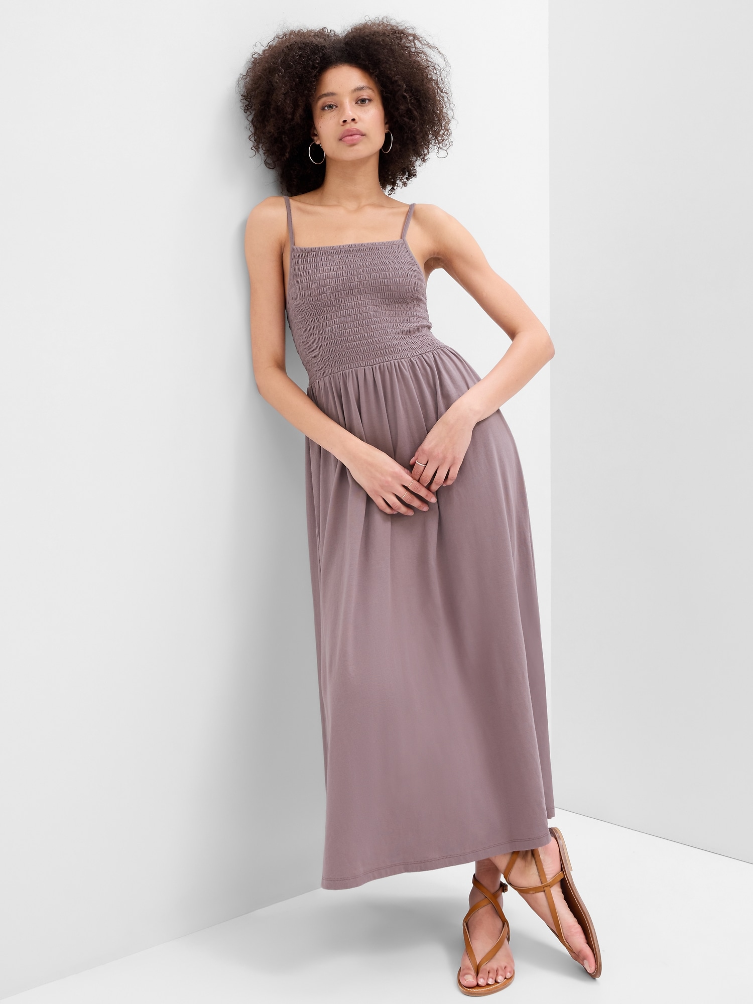 Smocked Squareneck Maxi Dress