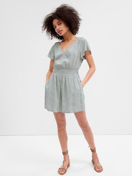 Image number 1 showing, Flutter Sleeve V-Neck Romper