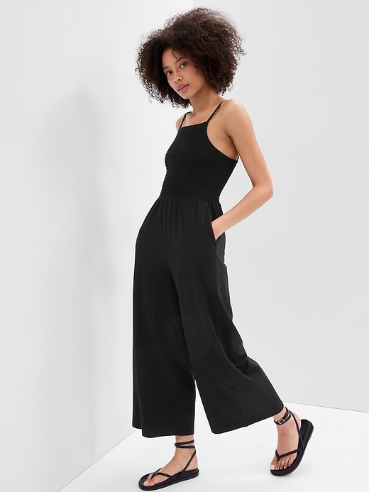 Image number 3 showing, Smocked Wide-Leg Cami Jumpsuit