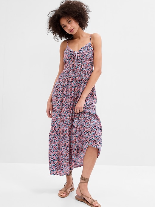 Image number 1 showing, Tie-Front Tiered Maxi Dress