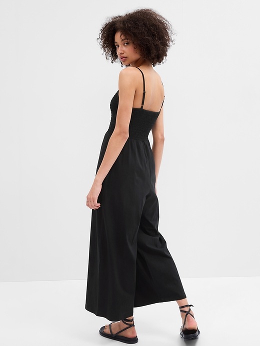 Image number 3 showing, Smocked Wide-Leg Cami Jumpsuit