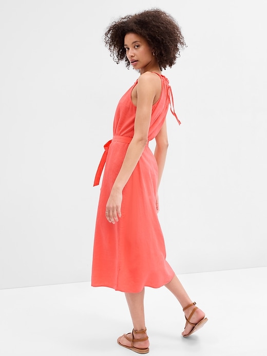 Image number 2 showing, Relaxed Linen Halter Midi Dress