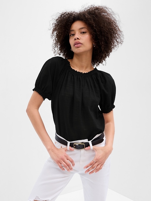 Image number 7 showing, Relaxed Boatneck Puff Sleeve Top