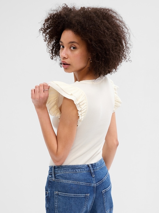 Image number 2 showing, Ribbed Flutter Sleeve Top