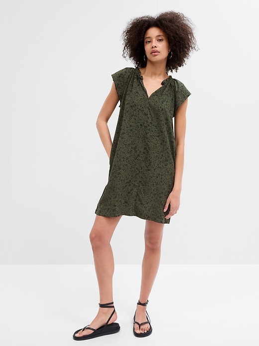 Image number 1 showing, Flutter Sleeve Splitneck Mini Dress