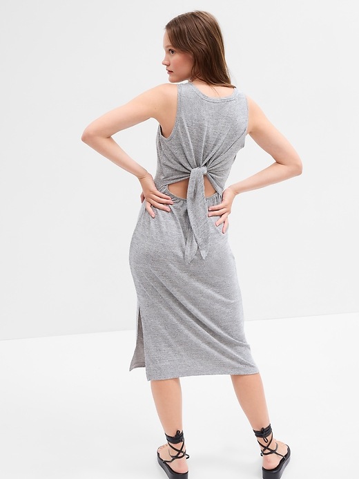 Image number 2 showing, Softspun Fitted Tie-Back Midi Dress