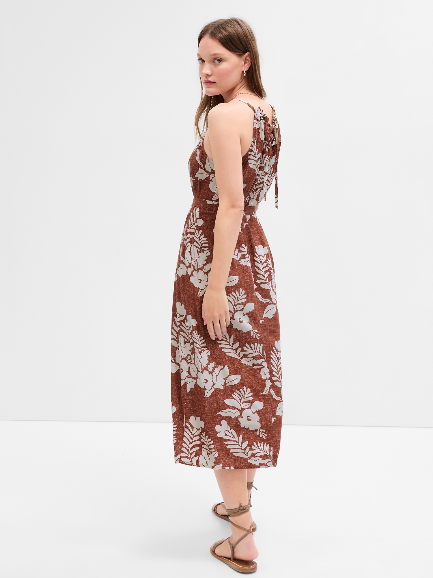 Relaxed Print Halter Midi Dress | Gap Factory