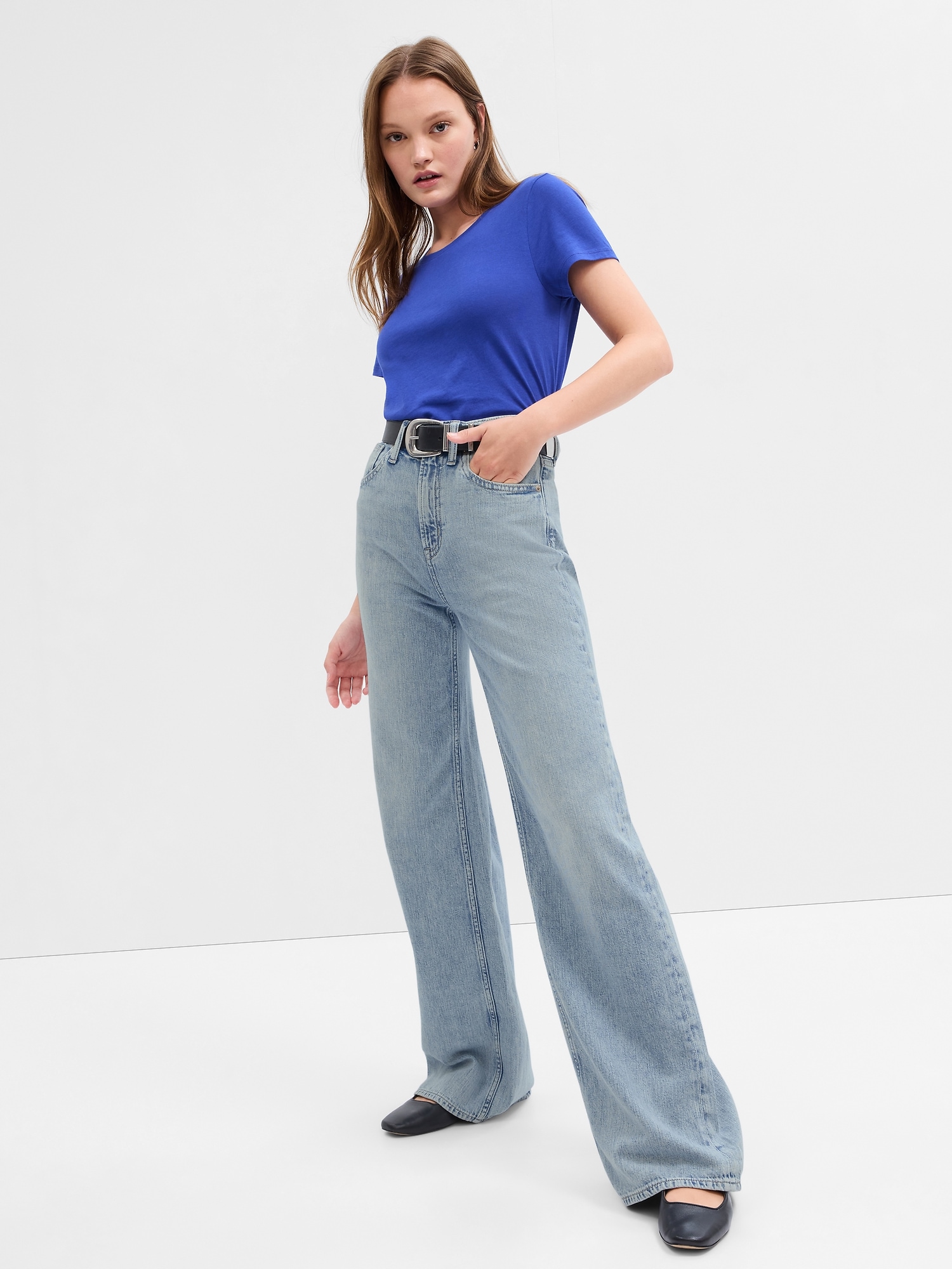 High Rise Wide-Leg Jeans with Washwell