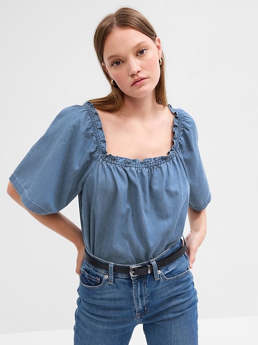Image number 5 showing, Relaxed Denim Squareneck Top