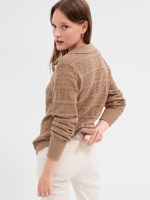 Image number 2 showing, Crochet Collared Sweater