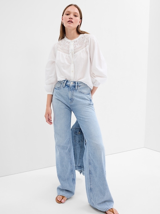 Image number 1 showing, Poplin Eyelet Top