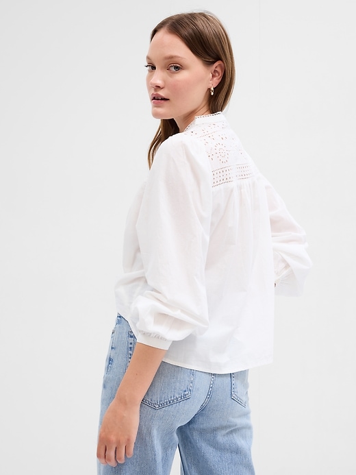 Image number 2 showing, Poplin Eyelet Top