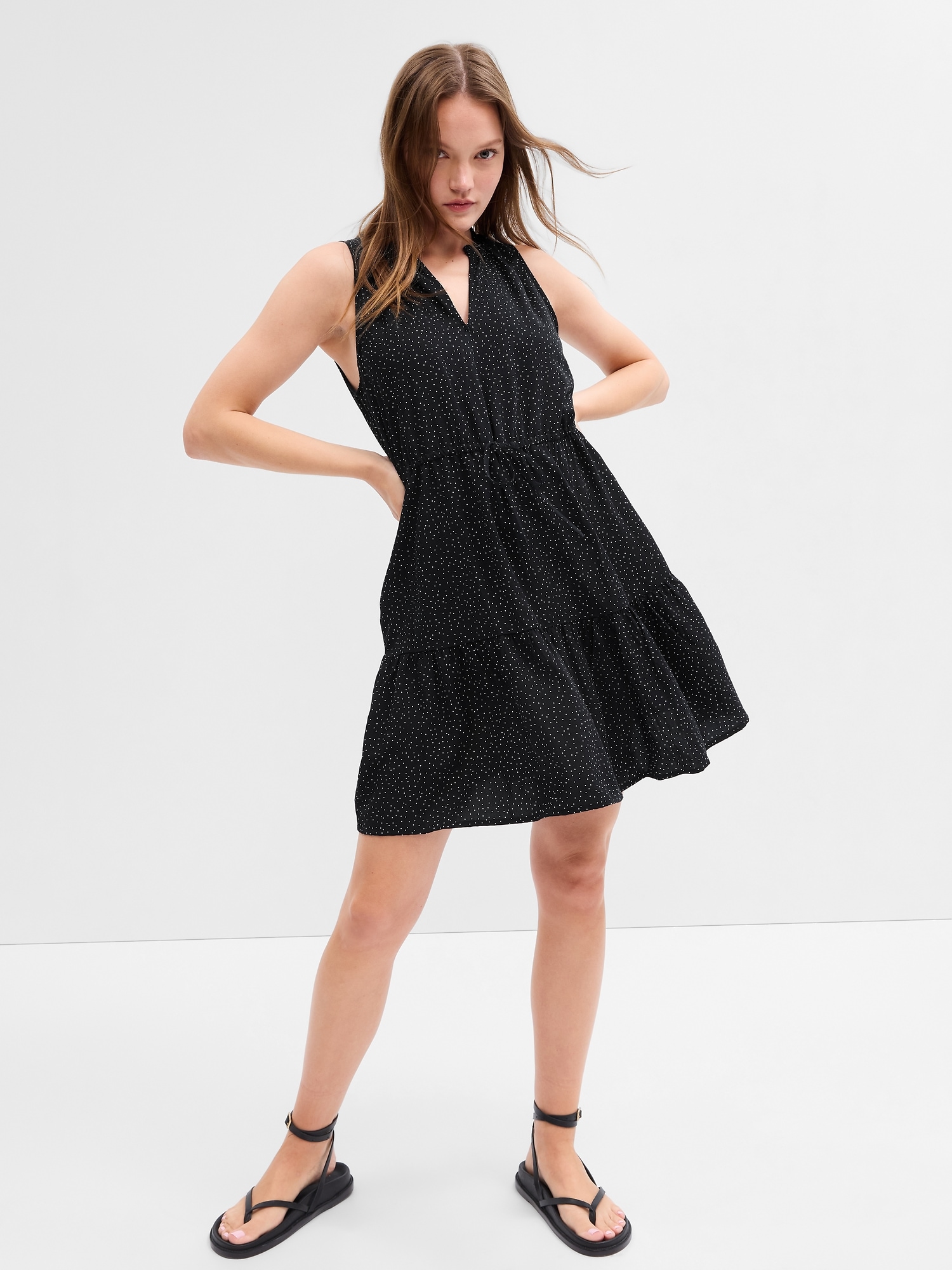 Sleeveless Splitneck Mini Dress