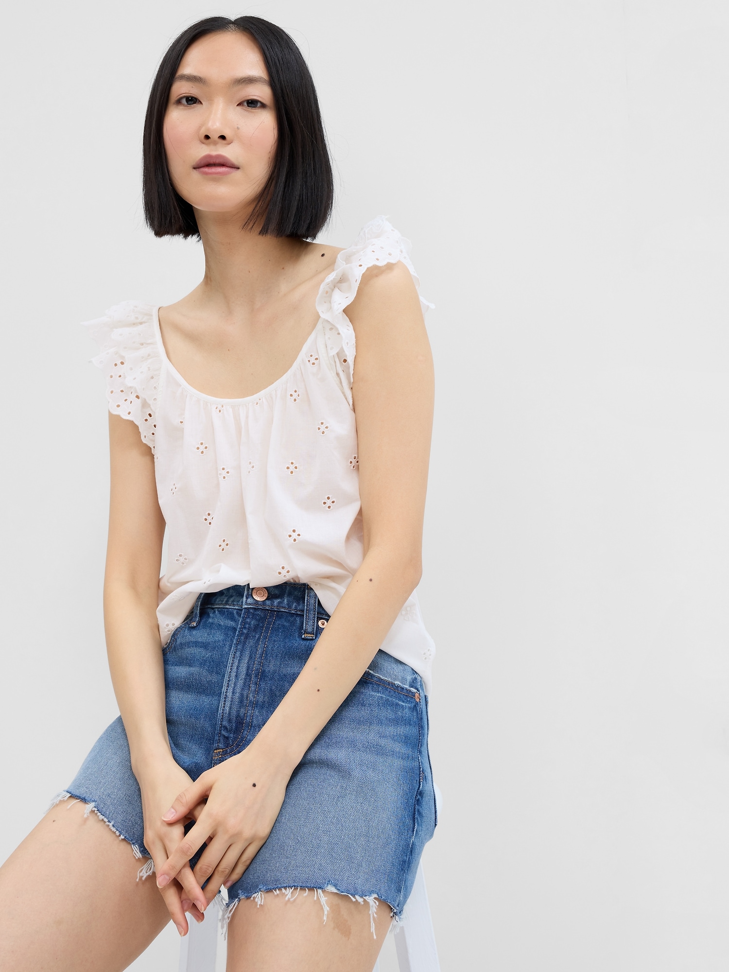Eyelet Scoopneck Top
