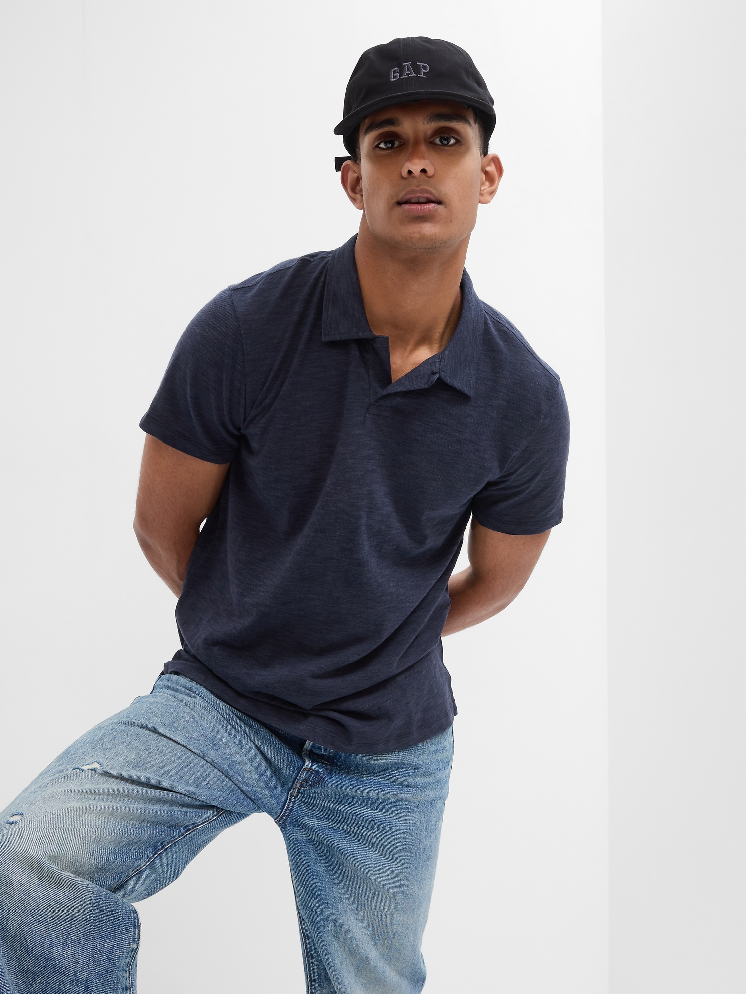 Lived-In Johnny Collar Polo Shirt | Gap Factory