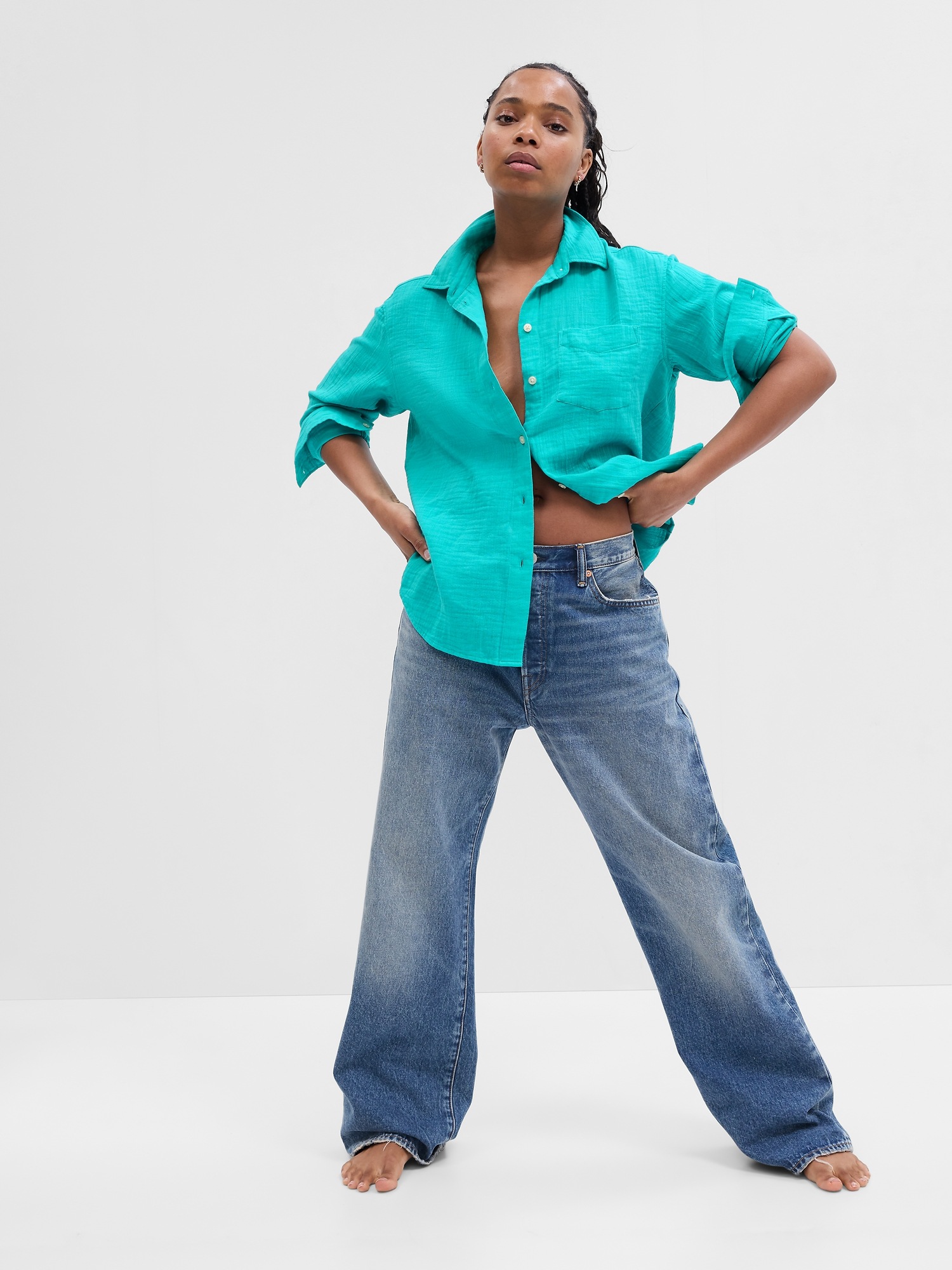 Gauze Big Shirt Gap Factory