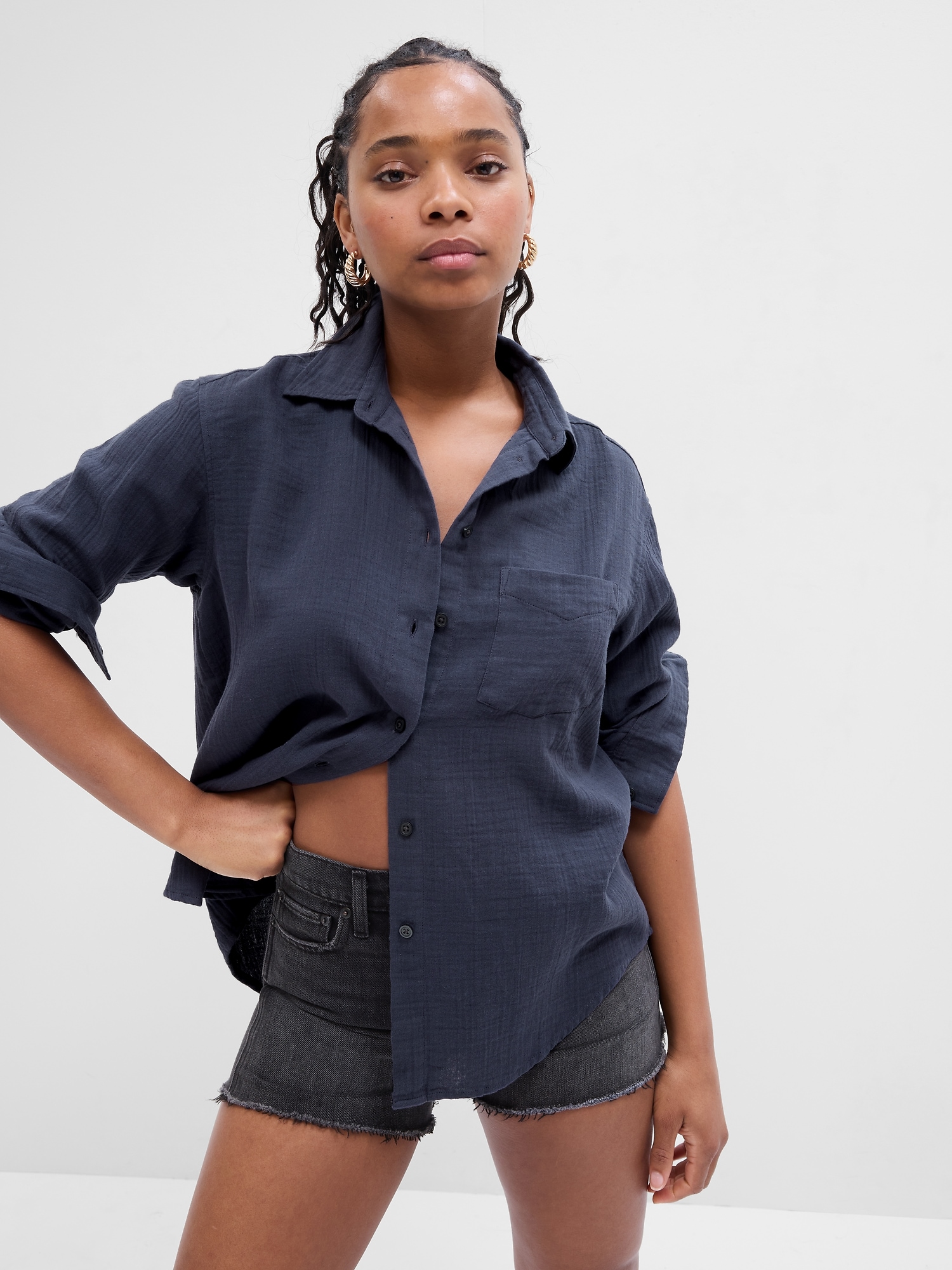 Gauze Big Shirt Gap Factory