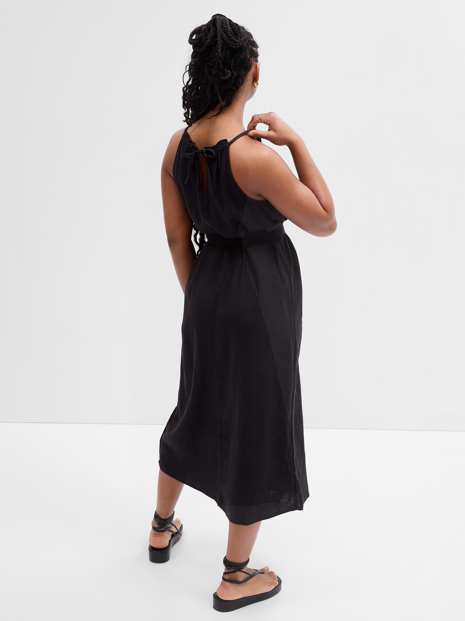 Relaxed Linen Halter Midi Dress | Gap Factory