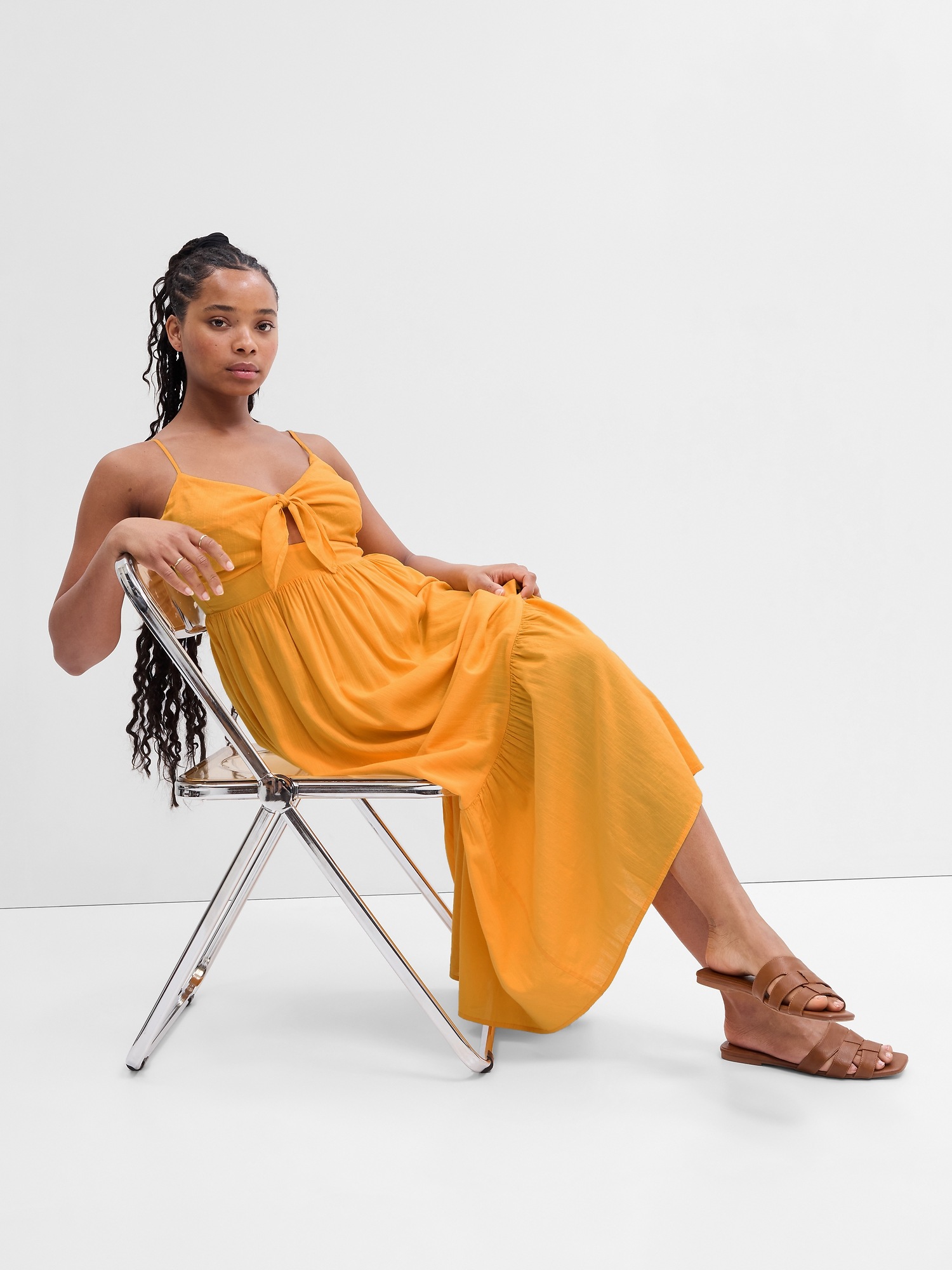 Tie-Front Tiered Maxi Dress