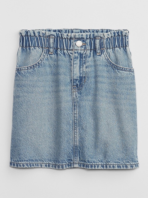 View large product image 1 of 2. Kids Paperbag Denim Skirt with Washwell