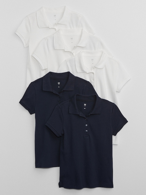 Kids Uniform Stretch Pique Polo Shirt (5-Pack)