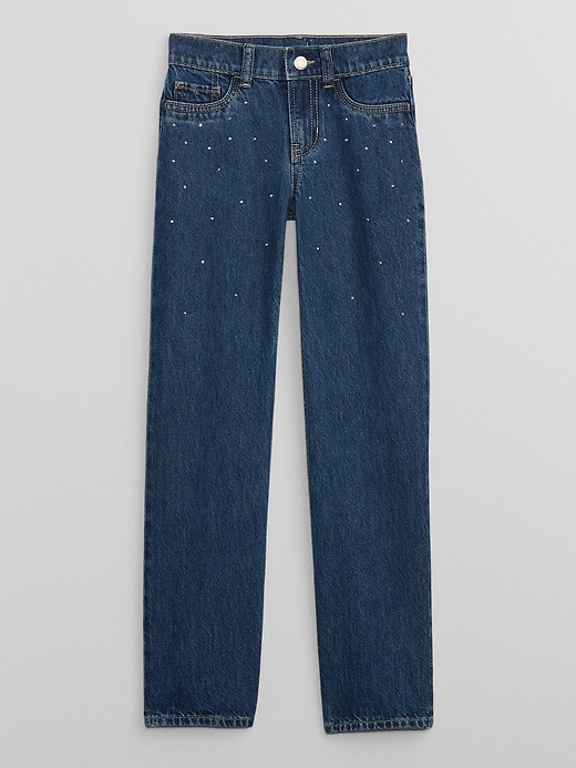 Image number 1 showing, Kids Mid Rise Straight Rhinestone Jeans