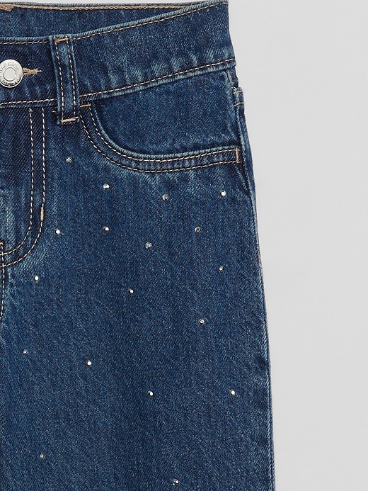 Image number 3 showing, Kids Mid Rise Straight Rhinestone Jeans