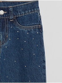 View large product image 3 of 3. Kids Mid Rise Straight Rhinestone Jeans with Washwell