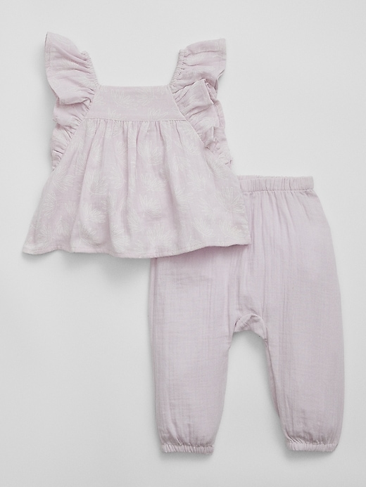 Image number 1 showing, Baby Gauze Flutter Two-Piece Outfit Set